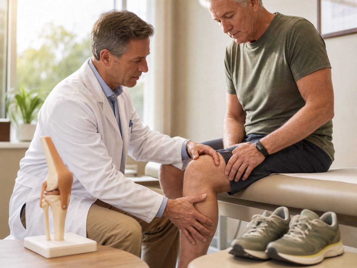 Evaluación clínica de rodilla para valorar viscosuplementación con ácido hialurónico.